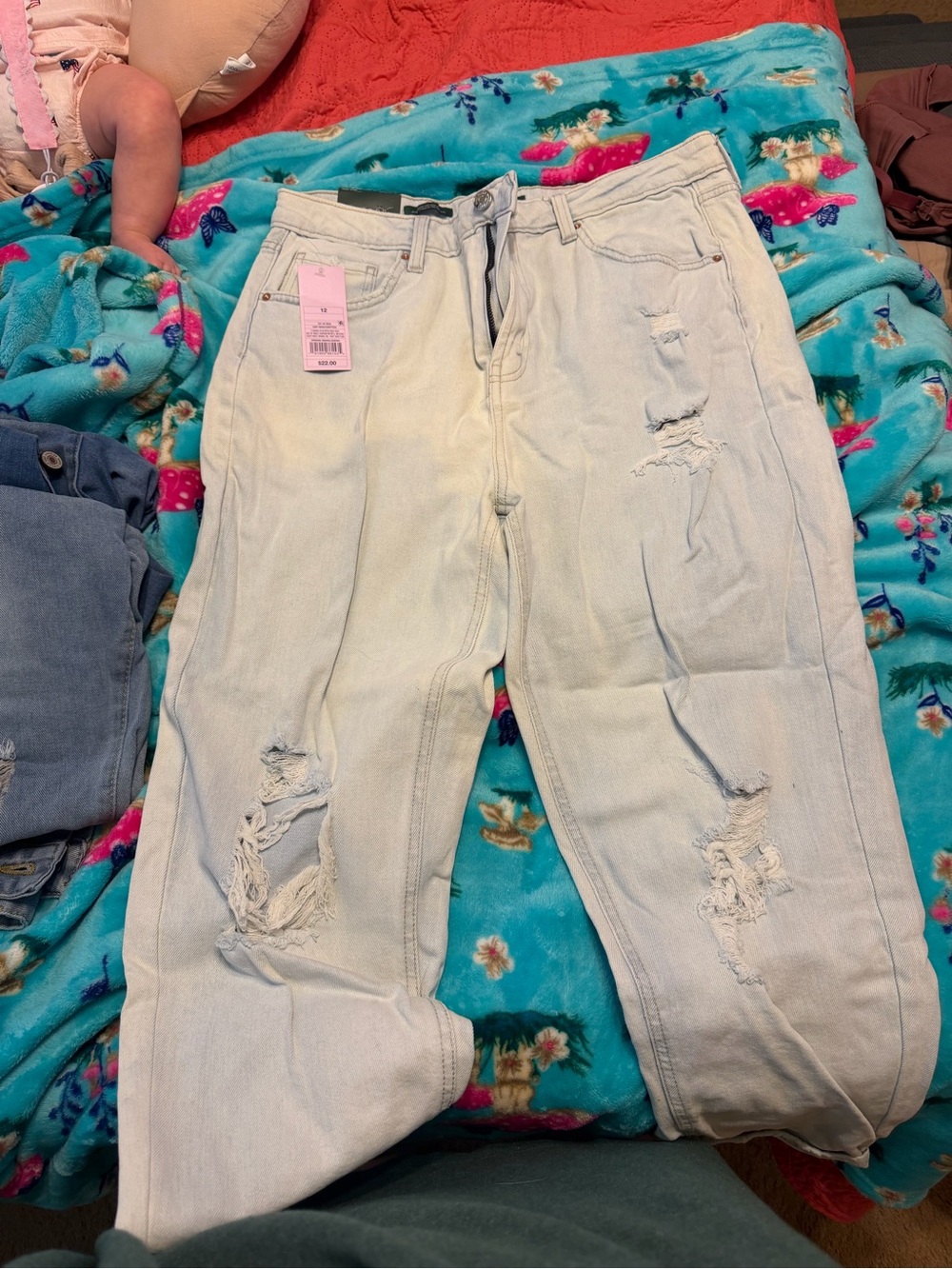 Target Light Blue Distressed Boyfriend Jeans - Picture 1 of 2